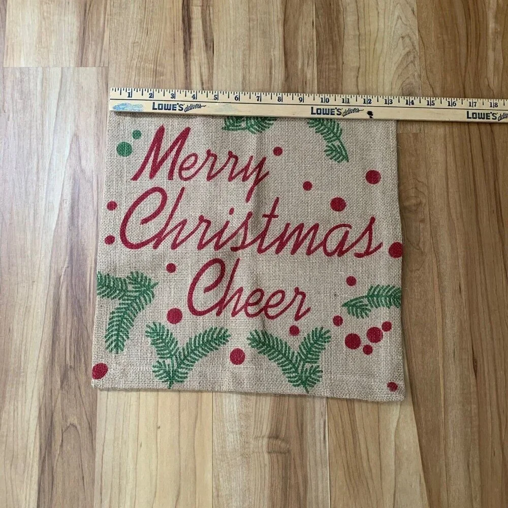 Farmhouse 100% Jute Holiday Christmas Placemats Set 2 13.5 x 13.5 Square Burlap